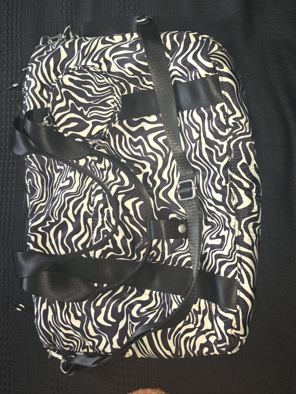 Fabletics Black & White Zebra-Print Travel Duffel